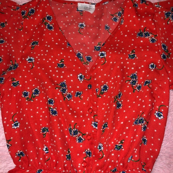 Bright red summer romper - Picture 4 of 6